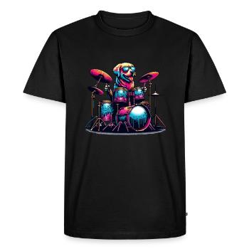 chien jouant des tambours tambour tambours tambours - T-shirt Premium bio Homme - noir - Devant - Nico (187cm)
