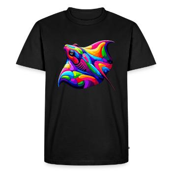 Pop Art coloré Stingray Fish Stingrays - T-shirt Premium bio Homme - noir - Devant - Nico (187cm)