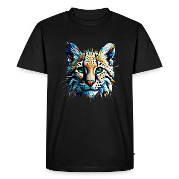 Polygon Art Ocelot Ocelots Dwarf Leopard - Men's Premium Organic T-Shirt - black - Front - Nico (187cm)