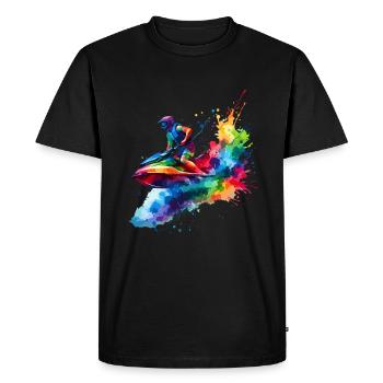 Colorful Splash Art Jetskiing Jetski Jetskier - Men's Premium Organic T-Shirt - black - Front - Nico (187cm)