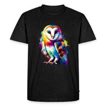 Éclaboussures colorées Owl Owl Owls - T-shirt Premium bio Homme - noir - Devant - Nico (187cm)