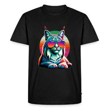 Lunettes de soleil rétro coucher de soleil Bobcat Lynx Bobcats - T-shirt Premium bio Homme - noir - Devant - Nico (187cm)