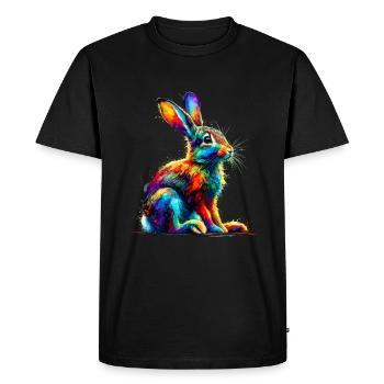 Colorful Splash Art Jackrabbit Jackrabbits - Men's Premium Organic T-Shirt - black - Front - Nico (187cm)