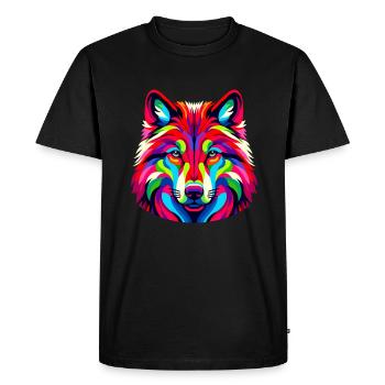 Colorful Pop Art Red Wolf Lover Wolves - Men's Premium Organic T-Shirt - black - Front - Nico (187cm)