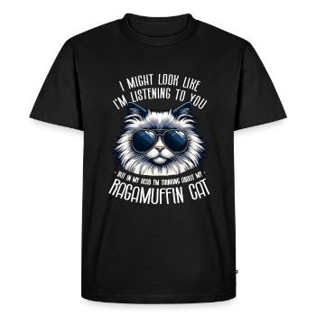 J’ai peut-être l’air de t’écouter Ragamuffin - T-shirt Premium bio Homme - noir - Devant - Nico (187cm)