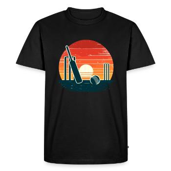 Retro Cricket Bat Cricketer Batsman Bowler - Men's Premium Organic T-Shirt - black - Front - Nico (187cm)