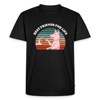 Retro Pig Lover Friend Pigs - Men's Premium Organic T-Shirt - black - Front - Nico (187cm)