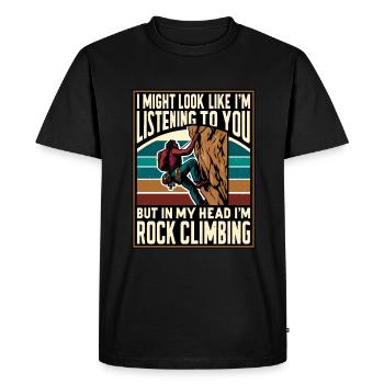 Rock Climbing Climb Outdoor Mountain Rock Climber - Men's Premium Organic T-Shirt - black - Front - Nico (187cm)