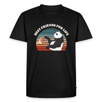 Retro Panda Bear Lover Friend Pandas - Men's Premium Organic T-Shirt - black - Front - Nico (187cm)