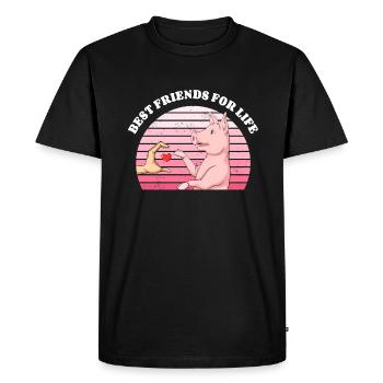 Pig Lover Friend Pigs - Men's Premium Organic T-Shirt - black - Front - Nico (187cm)