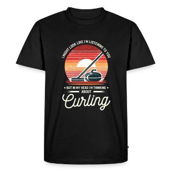 J’ai peut-être l’air de t’écouter jouer au curling - T-shirt Premium bio Homme - noir - Devant - Nico (187cm)
