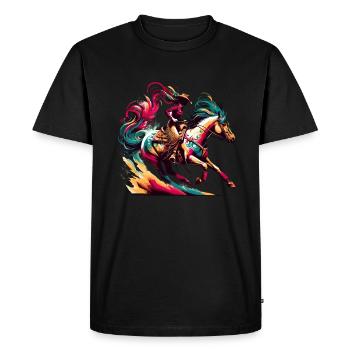 Équitation Équitation Chevaux équestres - T-shirt Premium bio Homme - noir - Devant - Nico (187cm)