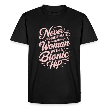 Woman Bionic Hip Replacement Surgery Joint - Men's Premium Organic T-Shirt - black - Front - Nico (187cm)