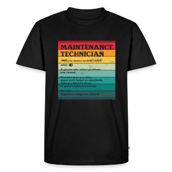 Définition de technicien de maintenance Technicien de maintenance Travailleur technique - T-shirt Premium bio Homme - noir - Devant - Nico (187cm)