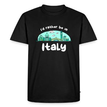 Je préfère être en Italie Vacancier Eiffel - T-shirt Premium bio Homme - noir - Devant - Nico (187cm)