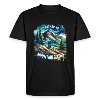 I'd Rather Be Mountain Biking Cycling Cyclists MTB - Men's Premium Organic T-Shirt - black - Front - Nico (187cm)