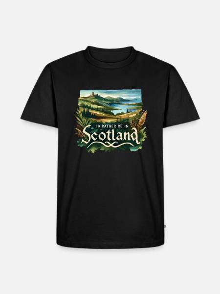 Jeg vil hellere være i Skotland ferie vacationist - Herre Premium økologisk T-shirt - sort
