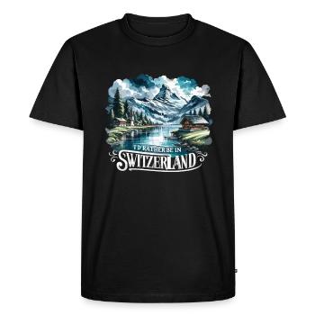 Je préfère être en Suisse vacancier - T-shirt Premium bio Homme - noir - Devant - Nico (187cm)