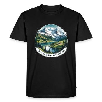 Je préfère être en Suisse vacancier - T-shirt Premium bio Homme - noir - Devant - Nico (187cm)