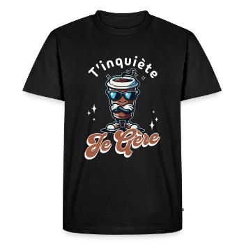 Don't worry I manage cool coffee mug gift - Men's Premium Organic T-Shirt - black - Front - Nico (187cm)