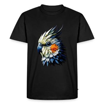 Polygon Art Cockatiel Birdwatching Cockatiels - Men's Premium Organic T-Shirt - black - Front - Nico (187cm)