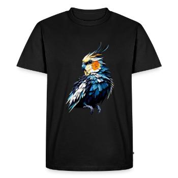 Polygon Art Cockatiel Birdwatching Cockatiels - Men's Premium Organic T-Shirt - black - Front - Nico (187cm)