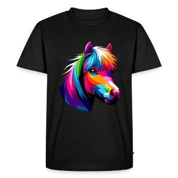 Pop Art Miniature Coloré Cheval Cheval - T-shirt Premium bio Homme - noir - Devant - Nico (187cm)