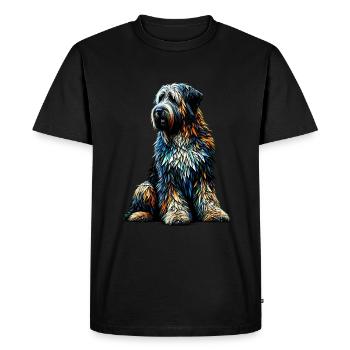 Polygon Art Briard Briards - Men's Premium Organic T-Shirt - black - Front - Nico (187cm)