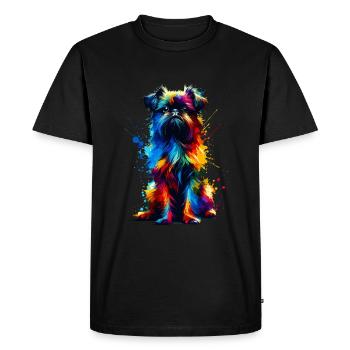 Splash Art Coloré Bruxelles Griffon Griffon - T-shirt Premium bio Homme - noir - Devant - Nico (187cm)