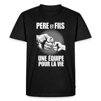 Fête des Pères - Père et Fils Équipe pour la Vie - T-shirt Premium bio Homme - noir - Devant - Nico (187cm)