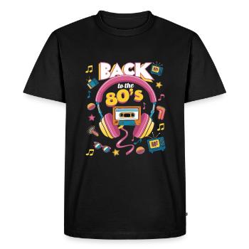 Années 80 - Vintage Rétro Cassette - Idée Cadeau - T-shirt Premium bio Homme - noir - Devant - Nico (187cm)