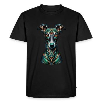 Mandala Art Italien Lévrier Italien - T-shirt Premium bio Homme - noir - Devant - Nico (187cm)
