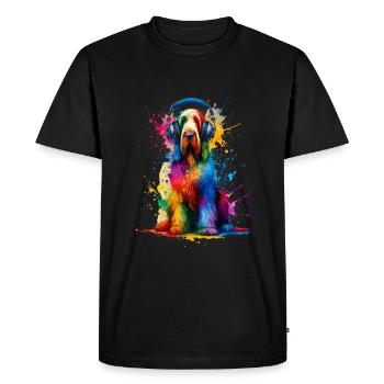 Colorful Splash Art Headphones Italian Spinone - Men's Premium Organic T-Shirt - black - Front - Nico (187cm)