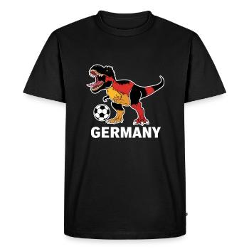 Germany Dinosaur Football - Men's Premium Organic T-Shirt - black - Front - Nico (187cm)