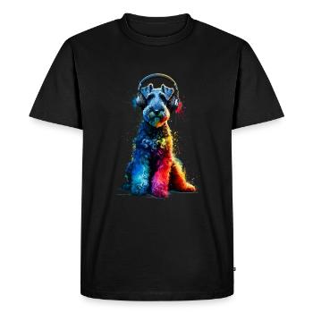 Splash Art Headphones Kerry Blue Terrier Terriers - Men's Premium Organic T-Shirt - black - Front - Nico (187cm)