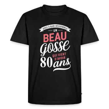 A handsome 80 year old funny birthday gift - Men's Premium Organic T-Shirt - black - Front - Nico (187cm)