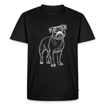 Line Art Staffordshire Bull Terrier Staffy - T-shirt Premium bio Homme - noir - Devant - Nico (187cm)