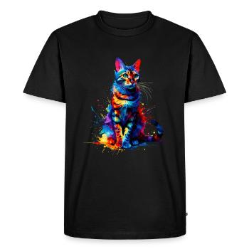 Colorful Splash Art Bengal Cat - Men's Premium Organic T-Shirt - black - Front - Nico (187cm)