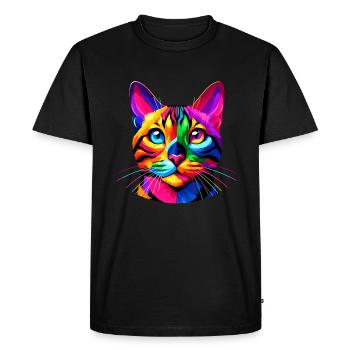 Chat Pop Art Coloré du Bengale - T-shirt Premium bio Homme - noir - Devant - Nico (187cm)