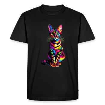 Chat Pop Art Coloré du Bengale - T-shirt Premium bio Homme - noir - Devant - Nico (187cm)