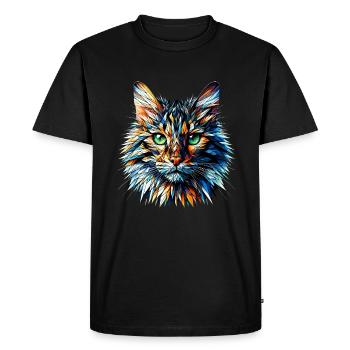 Polygone Art Bengal Chat - T-shirt Premium bio Homme - noir - Devant - Nico (187cm)