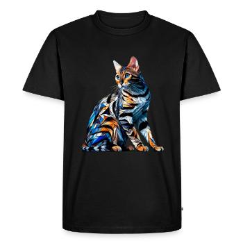 Polygone Art Bengal Chat - T-shirt Premium bio Homme - noir - Devant - Nico (187cm)