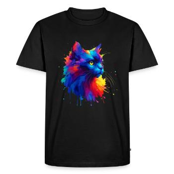 Colorful Splash Art Bombay Cat - Men's Premium Organic T-Shirt - black - Front - Nico (187cm)