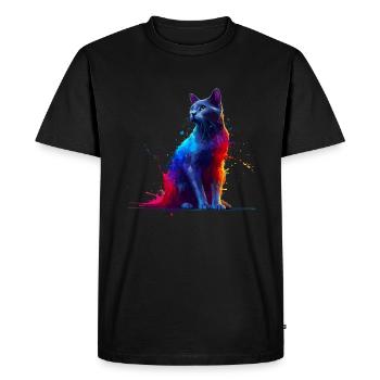 Colorful Splash Art Bombay Cat - Men's Premium Organic T-Shirt - black - Front - Nico (187cm)