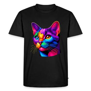 Chat Bombay Pop Art coloré - T-shirt Premium bio Homme - noir - Devant - Nico (187cm)