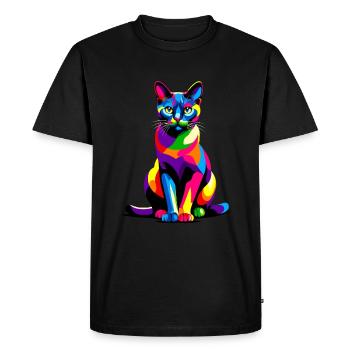 Chat Bombay Pop Art coloré - T-shirt Premium bio Homme - noir - Devant - Nico (187cm)