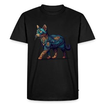 Mandala Art Chausie Jungle Curl Cat - Men's Premium Organic T-Shirt - black - Front - Nico (187cm)