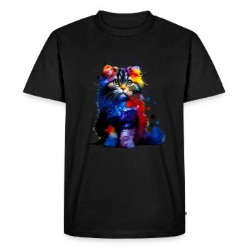 Splash Art coloré American Curl - T-shirt Premium bio Homme - noir - Devant - Nico (187cm)