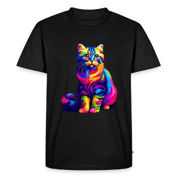 Pop Art coloré American Curl - T-shirt Premium bio Homme - noir - Devant - Nico (187cm)