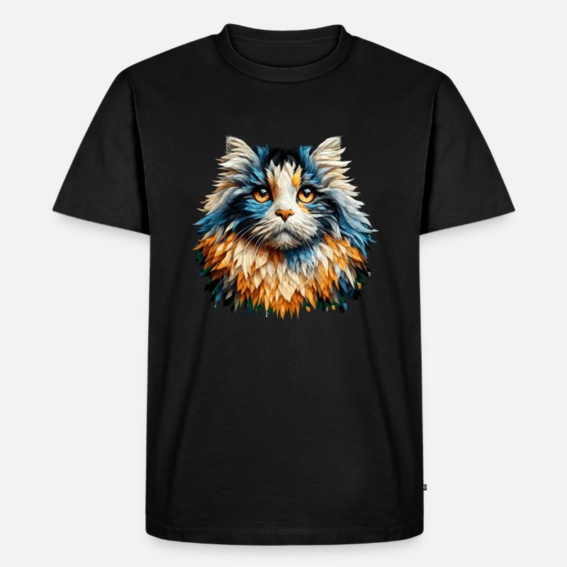 Polygon Art American Curl - Männer Premium Bio T-Shirt - Schwarz